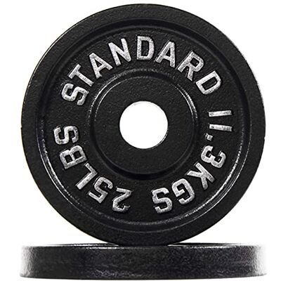 Fitvids Signature Fitness Olympic Hantelscheibe aus Gusseisen, 5,1 cm, für Krafttraining und Gewichtheben, Vintage-Stil, 11,3 kg, Paar Fitvids Signature Fitness Olympic Hantelscheibe aus Gusseisen, 5,1 cm, für Krafttraining und Gewichtheben, Vintage-Stil, 11,3 kg, Paar