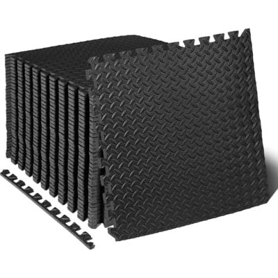 ProsourceFit Puzzle Exercise Mat ½ in, Eva Interlocking Foam Floor Tiles for Home Gym, Mat for Home Workout Equipment, Floor Padding for Kids, Black, 24 in x 24 in x ½ in, 144 Sq Ft 36 Tiles ProsourceFit Puzzle Exercise Mat ½ in, Eva Interlocking Foam Floor Tiles for Home Gym, Mat for Home Workout Equipment, Floor Padding for Kids, Black, 24 in x 24 in x ½ in, 144 Sq Ft 36 Tiles