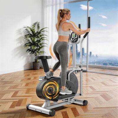 Neezee Crosstrainer für zu Hause, Kompakter 2-in-1-Ellipsentrainer Eliptica Stepper mit LCD-Monitor, Ergonomischem Sitz, Verbesserter Einstellbarer Widerstand, Maximales Gewicht 120 KG (Silber) Neezee Crosstrainer für zu Hause, Kompakter 2-in-1-Ellipsentrainer Eliptica Stepper mit LCD-Monitor, Ergonomischem Sitz, Verbesserter Einstellbarer Widerstand, Maximales Gewicht 120 KG (Silber)