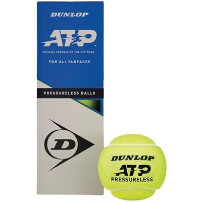 Dunlop Tennisbälle ATP Pressureless, 3 Bälle ATP-empfohlen ITF-approved Drucklos Gummikern Webfilz Langanhaltender Bounce fürs Training Dunlop Tennisbälle ATP Pressureless, 3 Bälle ATP-empfohlen ITF-approved Drucklos Gummikern Webfilz Langanhaltender Bounce fürs Training