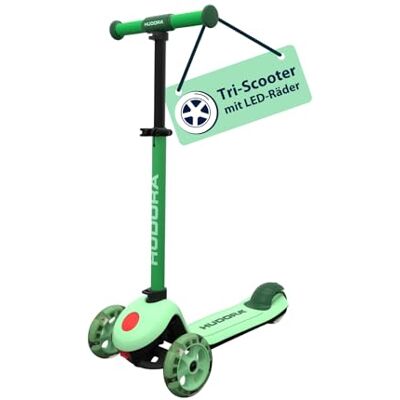 HUDORA Tri‑Scooter – Mint – mit LED‑Rädern – 3‑Rad Scooter mit höhenverstellbarem Lenker – breitem Hinterrad, ABEC‑7 Kugellager, rutschfestem Deck & Hinterradbremse – Outdoor Tretroller für Kinder HUDORA Tri‑Scooter – Mint – mit LED‑Rädern – 3‑Rad Scooter mit höhenverstellbarem Lenker – breitem Hinterrad, ABEC‑7 Kugellager, rutschfestem Deck & Hinterradbremse – Outdoor Tretroller für Kinder