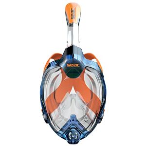SEAC Magica, Schnorchelmaske Vollgesichtsmaske Anti-Beschlag System mit einem weichen Maskenkörper, Dry Top Schnorchel mit Auslassventil, blau/orange, XS/S SEAC Magica, Schnorchelmaske Vollgesichtsmaske Anti-Beschlag System mit einem weichen Maskenkörper, Dry Top Schnorchel mit Auslassventil, blau/orange, XS/S