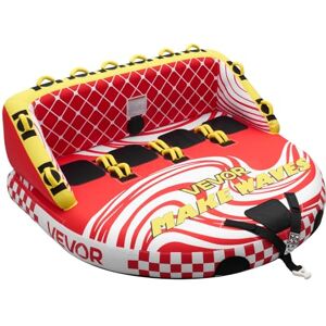 VEVOR Towable Tube für Boote, Wassersport-Schleppreifen für 4 Personen, bis 308 kg Tragfähigkeit, mit 2 Zugpunkten, Nylonhülle, Gepolsterten Griffen und Sicherheitsventil, für Seen, Flüsse, Rot VEVOR Towable Tube für Boote, Wassersport-Schleppreifen für 4 Personen, bis 308 kg Tragfähigkeit, mit 2 Zugpunkten, Nylonhülle, Gepolsterten Griffen und Sicherheitsventil, für Seen, Flüsse, Rot