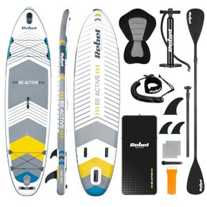 Rebel Electro Brett SUP gepumpt mit Schwimmsitz Drop-Stitch 335 cm Set Paddel Pumpe Rucksack RBA-4507-WH Rebel Electro Brett SUP gepumpt mit Schwimmsitz Drop-Stitch 335 cm Set Paddel Pumpe Rucksack RBA-4507-WH