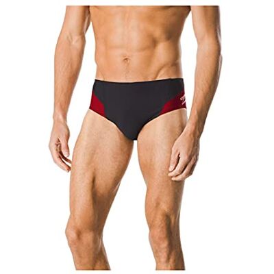 Speedo Herren Badeanzug-Slip, Endurance+, Spleiß-teamfarben Unterwäsche, Maroon/Schwarz, 32 Speedo Herren Badeanzug-Slip, Endurance+, Spleiß-teamfarben Unterwäsche, Maroon/Schwarz, 32