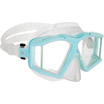 Cressi Horizon Mask Clear/Ice Ciano Unisex Tauch und Schnorchelmaske mit 4 Separaten Temperargläsern für eine Pneingeschränkte Rundumsicht, Klar/Eisblau Cressi Horizon Mask Clear/Ice Ciano Unisex Tauch und Schnorchelmaske mit 4 Separaten Temperargläsern für eine Pneingeschränkte Rundumsicht, Klar/Eisblau