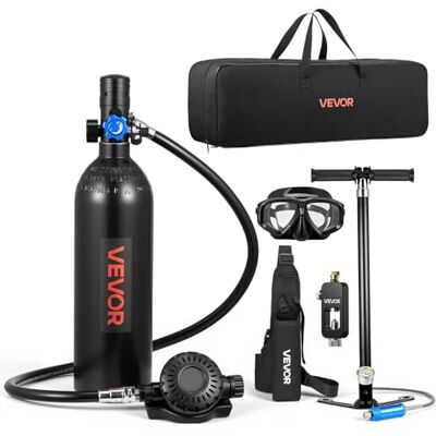 VEVOR Mini-Tauchflasche 1 L, Tragbare Lungenflasche für Unterwasseratmung, Wiederverwendbare Sauerstoffflasche für bis zu 20 Minuten Tauchzeit, Tauchausrüstung mit Adapter & Schnorchelbrille VEVOR Mini-Tauchflasche 1 L, Tragbare Lungenflasche für Unterwasseratmung, Wiederverwendbare Sauerstoffflasche für bis zu 20 Minuten Tauchzeit, Tauchausrüstung mit Adapter & Schnorchelbrille