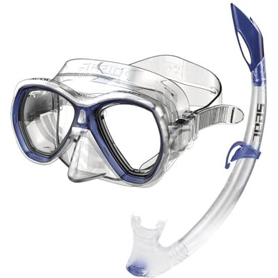 SEAC Set Elba, Schnorchelset aus hypoallergenem Silikon mit Maske und Schnorchel für Erwachsene, transparent/blau, Narrow SEAC Set Elba, Schnorchelset aus hypoallergenem Silikon mit Maske und Schnorchel für Erwachsene, transparent/blau, Narrow