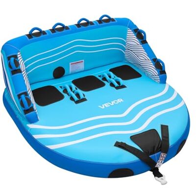 VEVOR Towable Tube für Boote, Wassersport-Schleppreifen für 3 Personen, bis 231 kg Tragfähigkeit, mit 2 Zugpunkten, Nylonhülle, Gepolsterten Griffen und Sicherheitsventil, für Seen, Flüsse, Blau VEVOR Towable Tube für Boote, Wassersport-Schleppreifen für 3 Personen, bis 231 kg Tragfähigkeit, mit 2 Zugpunkten, Nylonhülle, Gepolsterten Griffen und Sicherheitsventil, für Seen, Flüsse, Blau