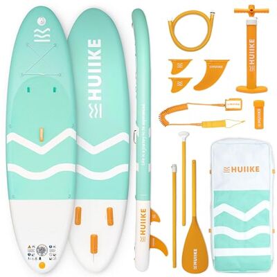 HUIIKE Stand Up Paddling Board mit Zubehör, Paddel, Finnen, Pumpe. Paddle Sup Board Aufblasbar Hohe Stabilität und Widerstandsfähigkeit. 305 x 84 x 15 cm, Belastbar bis 130 kg HUIIKE Stand Up Paddling Board mit Zubehör, Paddel, Finnen, Pumpe. Paddle Sup Board Aufblasbar Hohe Stabilität und Widerstandsfähigkeit. 305 x 84 x 15 cm, Belastbar bis 130 kg