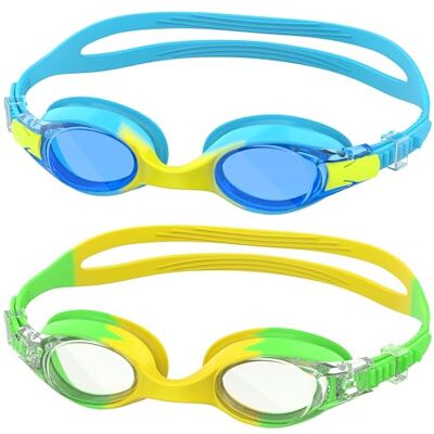 Ambienden 2 Pcs Taucherbrille Kinder, High Definition Anti-Fog, UV-Schutz Schwimmbrille Kinder mit Quick Adjust Strap, Silikon-Dichtung, Unisex mit Kleinem Rahmen Kinder 3-14 jahre, Blau&Gelb Ambienden 2 Pcs Taucherbrille Kinder, High Definition Anti-Fog, UV-Schutz Schwimmbrille Kinder mit Quick Adjust Strap, Silikon-Dichtung, Unisex mit Kleinem Rahmen Kinder 3-14 jahre, Blau&Gelb