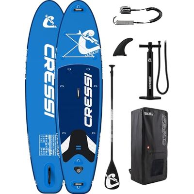 CRESSI seit 1946 Ultra Isup/Kayak Set Aufblasbares SUP Board für Erwachsene Große Stabilität Strapazierfähigkeit Komplett Zubehör Paddel Flosse Pumpe Leine Tasche_320x81x15 cm Max 130 kg CRESSI seit 1946 Ultra Isup/Kayak Set Aufblasbares SUP Board für Erwachsene Große Stabilität Strapazierfähigkeit Komplett Zubehör Paddel Flosse Pumpe Leine Tasche_320x81x15 cm Max 130 kg