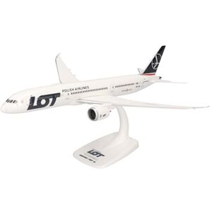 Herpa Snap-Fit Modellflugzeug Lot Polish Airlines Boeing 787-9 Dreamliner, Miniatur im Maßstab 1:200, Sammlerstück, Modell mit Standfuß, Kunststoff, Weiß Herpa Snap-Fit Modellflugzeug Lot Polish Airlines Boeing 787-9 Dreamliner, Miniatur im Maßstab 1:200, Sammlerstück, Modell mit Standfuß, Kunststoff, Weiß