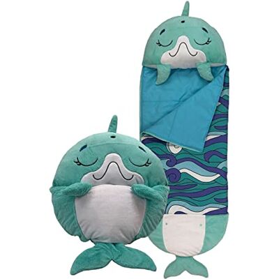 Happy Nappers Kinder-Schlafsack – Disco-Delfin – Plüschtier, bequemer Schlafsack und Flauschiges Kissen in einem – schönes Geburtstagsgeschenk – ideal für Spielzeit, Nickerchen, Übernachtungen und Happy Nappers Kinder-Schlafsack – Disco-Delfin – Plüschtier, bequemer Schlafsack und Flauschiges Kissen in einem – schönes Geburtstagsgeschenk – ideal für Spielzeit, Nickerchen, Übernachtungen und