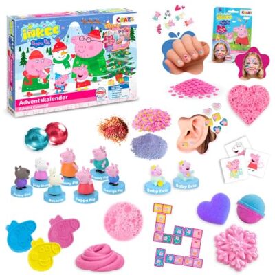 CRAZE Peppa Pig INKEE Adventskalender undefined Kinder – 24 Badeüberraschungen Mit Badebomben, Schleim, Figuren & Stickern – Adventskalender Badekugeln Kinder für Mädchen ab 3 Jahren CRAZE Peppa Pig INKEE Adventskalender undefined Kinder – 24 Badeüberraschungen Mit Badebomben, Schleim, Figuren & Stickern – Adventskalender Badekugeln Kinder für Mädchen ab 3 Jahren