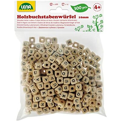 Lena Bastelset, Buchstabenwürfel aus Holz, 300 Stück Holzbuchstaben, 1cm große Buchstabenperlen mit Bohrung, ideal für Namens- und Freundschaftsbänder, geeignet für Kinder ab 3 Jahren Lena Bastelset, Buchstabenwürfel aus Holz, 300 Stück Holzbuchstaben, 1cm große Buchstabenperlen mit Bohrung, ideal für Namens- und Freundschaftsbänder, geeignet für Kinder ab 3 Jahren