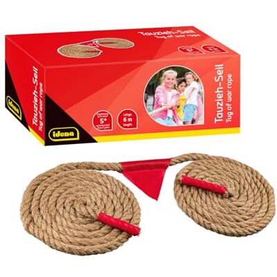 Idena 40382 Seilspiel Tauziehen Outdoor, Länge 6 m, Durchmesser 20 mm, abnehmbare Flagge, verstärkte Enden, Gartenspiele für Erwachsene und Kinder ab 5 Jahren Idena 40382 Seilspiel Tauziehen Outdoor, Länge 6 m, Durchmesser 20 mm, abnehmbare Flagge, verstärkte Enden, Gartenspiele für Erwachsene und Kinder ab 5 Jahren