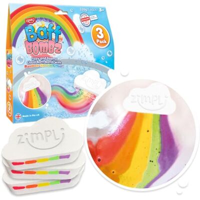 ZIMPLI 3 x Große Wolke Regenbogen Badekugeln von Kids, Spezialeffekt Badekugeln für Kinder, Handmade Bubble Bath Fizzies Geschenkset, Bio Feuchtigkeit Vegan Freundlich und Cruelty Free ZIMPLI 3 x Große Wolke Regenbogen Badekugeln von Kids, Spezialeffekt Badekugeln für Kinder, Handmade Bubble Bath Fizzies Geschenkset, Bio Feuchtigkeit Vegan Freundlich und Cruelty Free