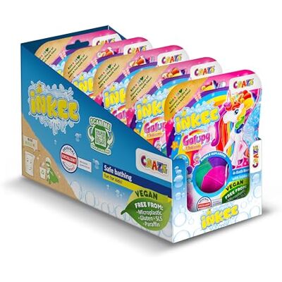 INKEE Galupy Unicorn 5er Pack- 20 Badebomben Mädchen mit Kaugummiduft & Jojobaöl, Badekugeln Kinder 4 Farben 20x 50g Einhorn Geschenk Kinder INKEE Galupy Unicorn 5er Pack- 20 Badebomben Mädchen mit Kaugummiduft & Jojobaöl, Badekugeln Kinder 4 Farben 20x 50g Einhorn Geschenk Kinder