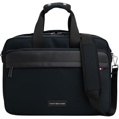 Tommy Hilfiger Laptoptasche Herren Nylon mit Schultergurt, Schwarz (Black), One Size Tommy Hilfiger Laptoptasche Herren Nylon mit Schultergurt, Schwarz (Black), One Size