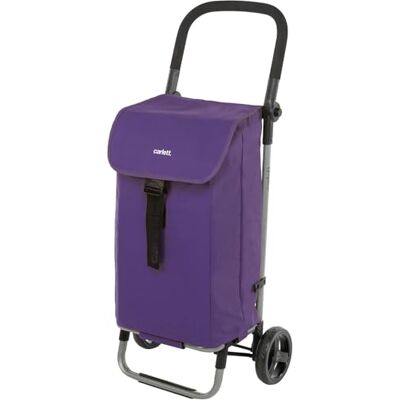 CARLETT Einkaufstrolley mit 4 Rädern, faltbar, mit erweiterbarer und Abnehmbarer 60-L-Tasche, bis 25 kg, Rückentasche, höhenverstellbarem Griff, leicht und robust – Lite Style, Violette CARLETT Einkaufstrolley mit 4 Rädern, faltbar, mit erweiterbarer und Abnehmbarer 60-L-Tasche, bis 25 kg, Rückentasche, höhenverstellbarem Griff, leicht und robust – Lite Style, Violette