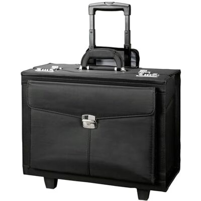 ALASSIO Trolley Pilotenkoffer Rocca II, Businesskoffer aus Mikrofaser, Handgepäck Aktentrolley mit 2 Rollen Koffer, 46 cm, 90 Liter, Schwarz ALASSIO Trolley Pilotenkoffer Rocca II, Businesskoffer aus Mikrofaser, Handgepäck Aktentrolley mit 2 Rollen Koffer, 46 cm, 90 Liter, Schwarz