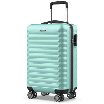 NUMADA Handgepäck Koffer 55x36x19cm (31L) ABS Upfly XS mit 4 gummierte Doppelrollen und Zahlenschloss. Reisekoffer, Hartschalenkoffer mit Raumteiler und Packgurte Grün NUMADA Handgepäck Koffer 55x36x19cm (31L) ABS Upfly XS mit 4 gummierte Doppelrollen und Zahlenschloss. Reisekoffer, Hartschalenkoffer mit Raumteiler und Packgurte Grün