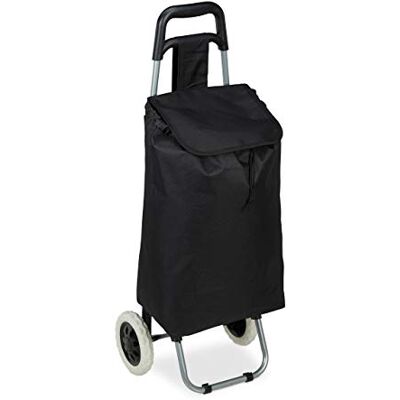 Relaxdays Einkaufstrolley klappbar, Abnehmbare Tasche 28 L, Einkaufswagen mit Rollen HxBxT: 92,5 x 42 x 28 cm, schwarz Relaxdays Einkaufstrolley klappbar, Abnehmbare Tasche 28 L, Einkaufswagen mit Rollen HxBxT: 92,5 x 42 x 28 cm, schwarz