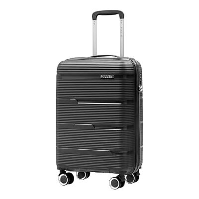 PUCCINI Casablanca Koffer Handgepäck 56x36x22 cm Hartschalenkoffer aus Polypropylen Reisekoffer mit 4 Spinner Rollen Zahlenschloss Leicht (2,6 kg) Teleskopgriff Kreuzspanngurte (Schwarz, M) PUCCINI Casablanca Koffer Handgepäck 56x36x22 cm Hartschalenkoffer aus Polypropylen Reisekoffer mit 4 Spinner Rollen Zahlenschloss Leicht (2,6 kg) Teleskopgriff Kreuzspanngurte (Schwarz, M)