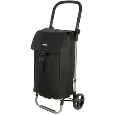 CARLETT Einkaufstrolley mit 4 Rädern, faltbar, mit erweiterbarer und Abnehmbarer 60-L-Tasche, bis 25 kg, Rückentasche, höhenverstellbarem Griff, leicht und robust – Lite Style, Schwarz CARLETT Einkaufstrolley mit 4 Rädern, faltbar, mit erweiterbarer und Abnehmbarer 60-L-Tasche, bis 25 kg, Rückentasche, höhenverstellbarem Griff, leicht und robust – Lite Style, Schwarz