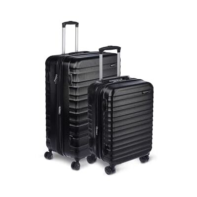 Amazon Basics Hartschalen-Koffer-Set (Klein + Groß) Erweiterbares ABS-Reisegepäck mit 4 Doppel-Spinnerrädern Kratzfest und Leicht Schwarz Amazon Basics Hartschalen-Koffer-Set (Klein + Groß) Erweiterbares ABS-Reisegepäck mit 4 Doppel-Spinnerrädern Kratzfest und Leicht Schwarz