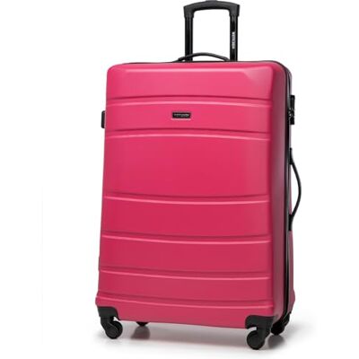 WITTCHEN Globe Line Großer Koffer Trolley Reisekoffer aus ABS Hartschale 4 Rollen Zahlenschloss Größe L Rosa Lufthansa/Eurowings/Ryanair/Condor/Discover Airlines WITTCHEN Globe Line Großer Koffer Trolley Reisekoffer aus ABS Hartschale 4 Rollen Zahlenschloss Größe L Rosa Lufthansa/Eurowings/Ryanair/Condor/Discover Airlines