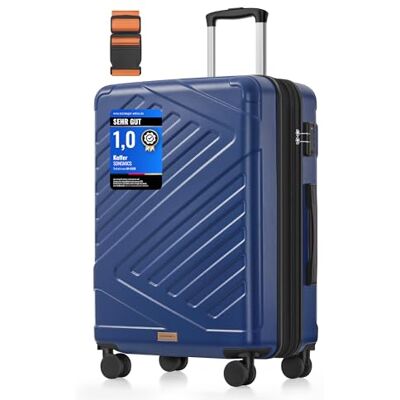 SONGMICS Koffer, Reisekoffer, Hartschalenkoffer mit TSA-Schloss, Koffergurt, ABS-Trolley, 4 Zwillingsrollen, erweiterbar, L, 65 cm, hafenblau RLP002Q101 SONGMICS Koffer, Reisekoffer, Hartschalenkoffer mit TSA-Schloss, Koffergurt, ABS-Trolley, 4 Zwillingsrollen, erweiterbar, L, 65 cm, hafenblau RLP002Q101