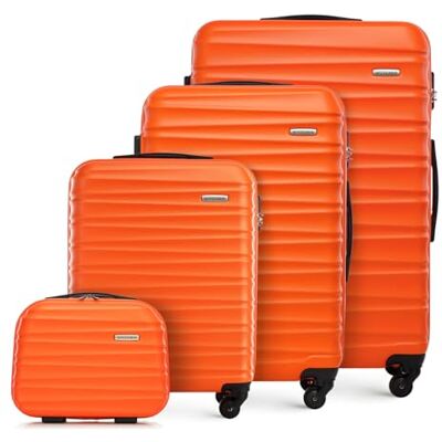 WITTCHEN Reisekoffer 4er Koffer-Set Rollkoffer Trolley Handgepäck Gepäck Reisekoffer Set Hartschale aus ABS 4 Spinner-Rollen Zahlenschloss Groove Line orange Lufthansa/Eurowings/Ryanair/Condor WITTCHEN Reisekoffer 4er Koffer-Set Rollkoffer Trolley Handgepäck Gepäck Reisekoffer Set Hartschale aus ABS 4 Spinner-Rollen Zahlenschloss Groove Line orange Lufthansa/Eurowings/Ryanair/Condor