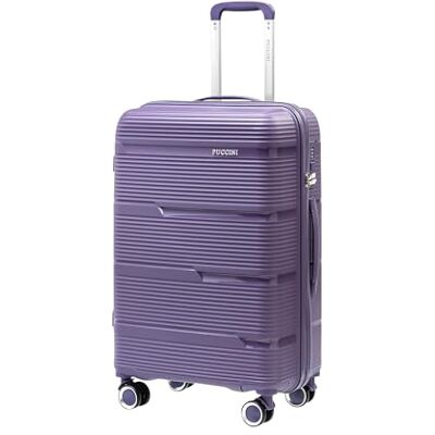 PUCCINI Casablanca Koffer 66x43x27 cm Hartschalenkoffer aus Polypropylen Reisekoffer mit 4 Spinner Rollen Zahlenschloss Leicht (3,4 kg) Teleskopgriff Kreuzspanngurte (Lila, L) PUCCINI Casablanca Koffer 66x43x27 cm Hartschalenkoffer aus Polypropylen Reisekoffer mit 4 Spinner Rollen Zahlenschloss Leicht (3,4 kg) Teleskopgriff Kreuzspanngurte (Lila, L)