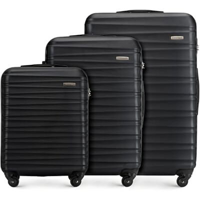 WITTCHEN Reisekoffer 3er Koffer-Set Rollkoffer Trolley Handgepäck Reisekofferset Gepäckset Hartschale aus ABS 4 Spinner-Rollen Zahlenschloss Groove Line schwarz Lufthansa/Eurowings/Ryanair/Condor WITTCHEN Reisekoffer 3er Koffer-Set Rollkoffer Trolley Handgepäck Reisekofferset Gepäckset Hartschale aus ABS 4 Spinner-Rollen Zahlenschloss Groove Line schwarz Lufthansa/Eurowings/Ryanair/Condor