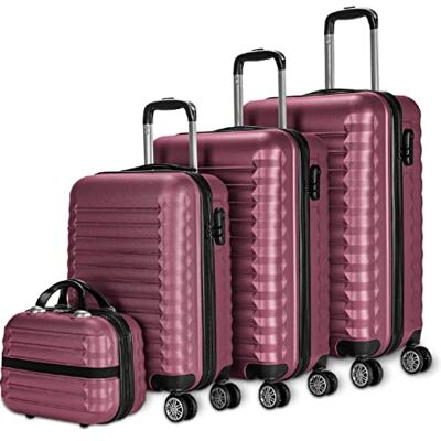 NUMADA Gepäck-Set und Kulturbeutel 4 Stück Bordeaux, groß 75cm, mittel 63cm, klein 53cm, ABS, starr, widerstandsfähig, 4 Doppelräder, leicht, seitliches Kombinationsschloss NUMADA Gepäck-Set und Kulturbeutel 4 Stück Bordeaux, groß 75cm, mittel 63cm, klein 53cm, ABS, starr, widerstandsfähig, 4 Doppelräder, leicht, seitliches Kombinationsschloss