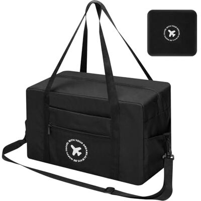 AiQInu Reisetasche Handgepäck 40X25X20cm, Handgepäck Tasche für Easyjet Cabin Bag, Faltbare Handgepäck Tasche für Herren und Damen mit Schultergurt (Schwarz) AiQInu Reisetasche Handgepäck 40X25X20cm, Handgepäck Tasche für Easyjet Cabin Bag, Faltbare Handgepäck Tasche für Herren und Damen mit Schultergurt (Schwarz)