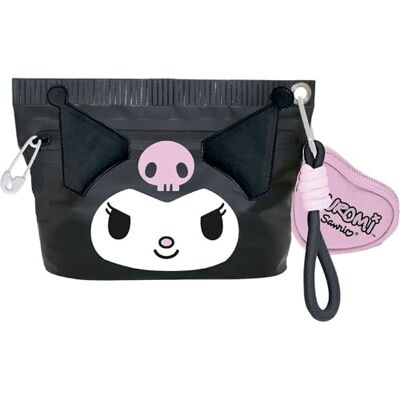 CERDÁ LIFE'S LITTLE MOMENTS Kuromi Sanrio Kulturbeutel mit dunklem Kawaii-Design und dekorativem Schlüsselanhänger, ideal für Make-up, Kosmetik und persönliche Accessoires CERDÁ LIFE'S LITTLE MOMENTS Kuromi Sanrio Kulturbeutel mit dunklem Kawaii-Design und dekorativem Schlüsselanhänger, ideal für Make-up, Kosmetik und persönliche Accessoires