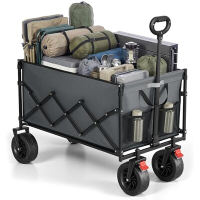 SONGMICS Kleiner Handwagen faltbar, kompakt, 200 L, bis 180 kg belastbar Gartenwagen, mit Griff, mit 4 verstärkten Rollen, davon 2 Universalräder, taubengrau, SANDY Kollektion GFW201G101 SONGMICS Kleiner Handwagen faltbar, kompakt, 200 L, bis 180 kg belastbar Gartenwagen, mit Griff, mit 4 verstärkten Rollen, davon 2 Universalräder, taubengrau, SANDY Kollektion GFW201G101
