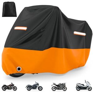 Favoto 210T Motorrad Plane Motorroller Abdeckplane Motorradgarage Winterfest Wasserdicht UV Schutz Anti Staub Winddicht mit Schlossloch Schwarz-Orange XXL 245x105x125cm Favoto 210T Motorrad Plane Motorroller Abdeckplane Motorradgarage Winterfest Wasserdicht UV Schutz Anti Staub Winddicht mit Schlossloch Schwarz-Orange XXL 245x105x125cm