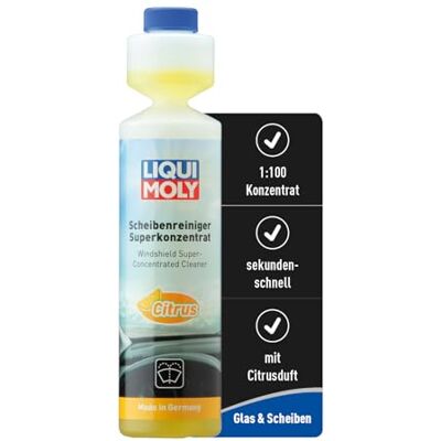 Liqui Moly Scheibenwischwasser Scheibenreiniger-Superkonzentrat Citrus, Art.-Nr. 1519 I 250 ml Scheiben-Wischwasser Konzentrat mit Zitronen-Duft für eine schnelle Reinigung I Mischverhältnis 1:100 Liqui Moly Scheibenwischwasser Scheibenreiniger-Superkonzentrat Citrus, Art.-Nr. 1519 I 250 ml Scheiben-Wischwasser Konzentrat mit Zitronen-Duft für eine schnelle Reinigung I Mischverhältnis 1:100