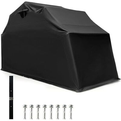 FANTASK Motorrad Zelt Garage, 342 x 137 x 190 cm, Universal Faltgarage Oxford-Stoff, Faltgarage wetterfest mit Metallrahmen für Motor Moped Roller Motorroller, Schwarz FANTASK Motorrad Zelt Garage, 342 x 137 x 190 cm, Universal Faltgarage Oxford-Stoff, Faltgarage wetterfest mit Metallrahmen für Motor Moped Roller Motorroller, Schwarz