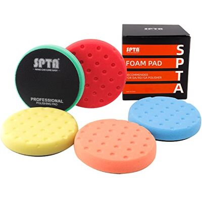 SPTA Polierschwamm, 5tlg 150mm Klett Waffle Polierpad Polierschwämme Polieraufsatz Wachs Schwämme Auto Polierpad Polieren Pad Schwamm Polierschaum Set für 150mm Exzenter Poliermaschine Schleifmaschine SPTA Polierschwamm, 5tlg 150mm Klett Waffle Polierpad Polierschwämme Polieraufsatz Wachs Schwämme Auto Polierpad Polieren Pad Schwamm Polierschaum Set für 150mm Exzenter Poliermaschine Schleifmaschine