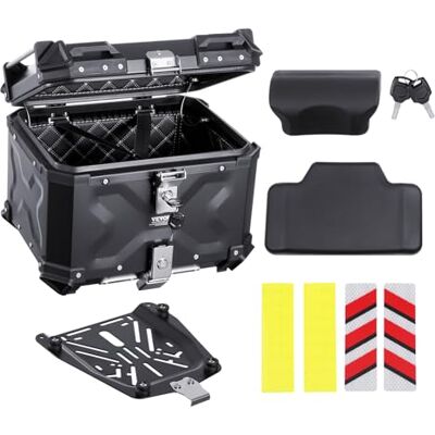 VEVOR Motorrad-Topcase Motorradkoffer 55 L Heckbox aus Aluminiumlegierung mit Lederfutter, abnehmbare Motorrad-Topbox mit Schloss & Rückenpolster, Helmkoffer (470 x 430 x 367 mm) Schwarz VEVOR Motorrad-Topcase Motorradkoffer 55 L Heckbox aus Aluminiumlegierung mit Lederfutter, abnehmbare Motorrad-Topbox mit Schloss & Rückenpolster, Helmkoffer (470 x 430 x 367 mm) Schwarz