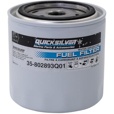 Quicksilver 802893Q01 Wasserabscheidender Kraftstofffilter – Mercury und Mariner Außenbordmotoren und MerCruiser Z-Antrieb- und Innenbordmotoren, Silber Quicksilver 802893Q01 Wasserabscheidender Kraftstofffilter – Mercury und Mariner Außenbordmotoren und MerCruiser Z-Antrieb- und Innenbordmotoren, Silber
