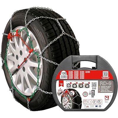 RD9 Schneeketten aus Metall, mm, Größe Nr. 130, Set mit 2 Stück, Handschuhe im Lieferumfang enthalten RD9 Schneeketten aus Metall, mm, Größe Nr. 130, Set mit 2 Stück, Handschuhe im Lieferumfang enthalten