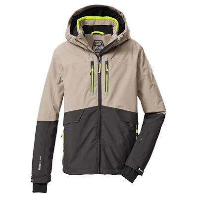Killtec Jungen Skijacke/Funktionsjacke mit Kapuze und Schneefang KSW 201 BYS SKI JCKT, hellsand/dunkelstein/neongelb, 164, 43468-000 Killtec Jungen Skijacke/Funktionsjacke mit Kapuze und Schneefang KSW 201 BYS SKI JCKT, hellsand/dunkelstein/neongelb, 164, 43468-000