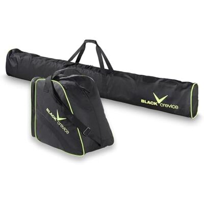 Black Crevice Skitasche-Set I Kombi-Set aus Skisack & Skischuhtasche I robuste Skitaschen aus 600D/PVC I Ski-Set mit Schultergurt I Skibag: 190x13x30cm I Skischuhe-Tasche: 45x39x25cm Black Crevice Skitasche-Set I Kombi-Set aus Skisack & Skischuhtasche I robuste Skitaschen aus 600D/PVC I Ski-Set mit Schultergurt I Skibag: 190x13x30cm I Skischuhe-Tasche: 45x39x25cm