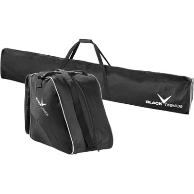 Black Crevice Skitasche-Set I Kombi-Set aus Skisack & Skischuhtasche I robuste Skitaschen aus 600D/PVC I Ski-Set mit Schultergurt I Skibag: 190x13x30cm I Skischuhe-Tasche: 45x39x25cm Black Crevice Skitasche-Set I Kombi-Set aus Skisack & Skischuhtasche I robuste Skitaschen aus 600D/PVC I Ski-Set mit Schultergurt I Skibag: 190x13x30cm I Skischuhe-Tasche: 45x39x25cm